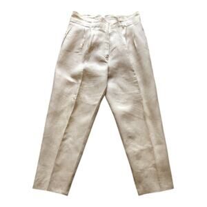 Neiman Marcus Linen Dress Pants Beige Pleated Front Lined Women’s Size 10